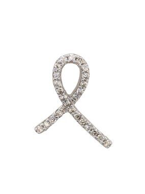 Natural Earth Mined Diamond Accent Ribbon Pendant in Solid 14K White Gold
